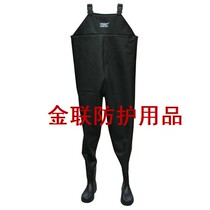 Hhot anti-chemical implications Water wear abrasion resistant sewer pants waterproof suit water underpants Conjoined semi-height waist fishing pants 908