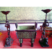 Pure copper wax candle holder Incense Stove Sleeve Wedding Celebration Buddhist Buddhist Supplies Bronze Ware House with boutique antique bronze tripod tortoise cranes