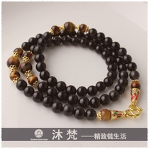 Thai Buddha Brand Chain Buddha Special Hanging Chain Obsidian Tiger Eye Stone Crystal Mens and Womens Necklace Blanket Chain