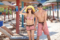 Sleepman swimsuit couple swimsuit men and women beach pants bikini four piece of net beach coat