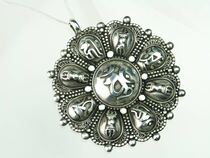 Tang Mizuo Zhenyuzong Qusong Sanskrit Pendant Buddhism Jewelry Vajra Mandala Pendant Sanskrit Pendant Silver