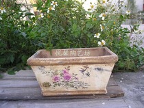 European vintage coarse pottery flower pot American French old pottery flower pot Indoor outdoor rectangular ceramic flower pot