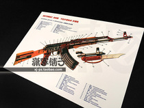 AK47 kalashnikov submachine gun (Chinese and Russian comparison) Firearm structure diagram poster decorative painting