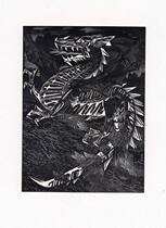 Belgium-Severin (Mark F Severin) woodcut book collection ticket Dragon