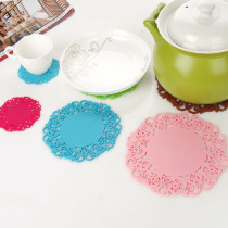 Thickened silicone coaster heat insulation mat tea coaster creative hollow lace flower non-slip coaster bowl mat meal mat