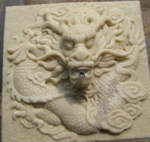 Sandstone sculpture relief type faucet can spray water sandstone relief sculpture wall-mounted fountain sandstone cultural fossil