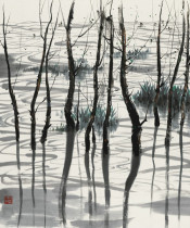 Art Micro-spray Wu Guanzhong (1919-2010) Taihu 50x60cm