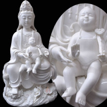 Ceramic 16-inch send zi Guanyin Bodhisattva Buddha statue Qiuzi Guanyin offering home ornament Dehua white porcelain Guanyin statue