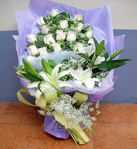 White Perfume Lily 2 Branches White Rose 19 Shanghai Flowers Express Wish Flowers Birthday Flowers