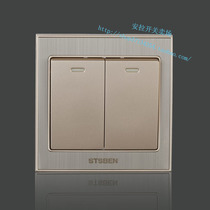 STSBEN four-way Matsumoto A9 Rong Stainless Steel Wire Drawing Champagne Gold Dico Multi Control Midway Switch Three Controls