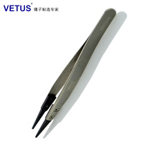 VETUS tweezers interchangeable head ESD clamping tool carbon fiber head flat mouth anti-static tweezers ESD249