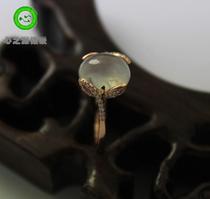 (Xing Family Workshop) Emerald Egg Noodle Ring Personality Custom K Gold Inlays 101267