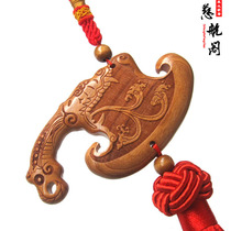 Peach wood axe pendant wood carving peach wood God Dragon play water axe blessed home furnishings pendant