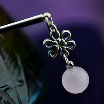  Retro Chinese style hair ornaments Miao Yin natural powder chalcedony classical hairpin ethnic style step-swaying hair