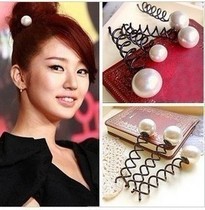 Korean version of the Pebble head Pearl spiral clip rotating hairclip hairpin hairpin hairpin hairdressing tool headgear