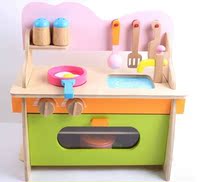 Former luxury kitchen suite stove wooden family cut children cooking toys for kitchenette foreign trade