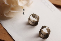 Goros style feather ring thin section can adjust the ancient bronze ring lover Christmas gift