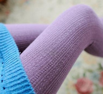 Spring and autumn candy color knitted twist vertical strip pantyhose pure cotton foot leggings thickened cotton socks women