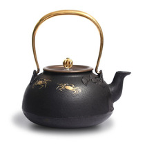 Tea school authentic three crab Wangsong Imitation of southern Japan cast iron pot uncoated cast iron pot Pig iron teapot old pot