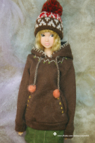 Gaga hand-Brown hand embroidered little hoodie Moko Blythe Azone YOSD JB
