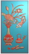 Bogu flower and bird bookcase door panel vase lotus computer carving map relief map engraving map grayscale map material