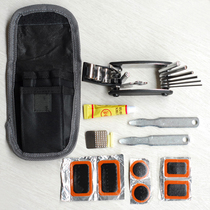 Bicycle multi-function repair tool combination tool tire repair tool set with tire repair piece 15-in-one repair tool