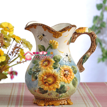 Fangya brand European pastoral sunflower ceramic vase flower TV cabinet porch coffee table ornaments home accessories