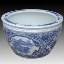 Fish tank ceramics Jingdezhen fish tank goldfish bowl blue and white porcelain fish tank ceramic large ornaments ceramic tank A