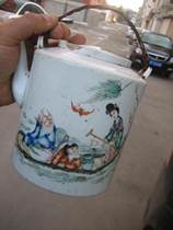 Imperial Painting Master Zeng Dingtai Pink Liu Hai Opera Golden Toad Antarctic Fairy Trouble Picture Old Teapot Porcelain 1