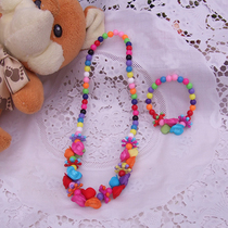 Childrens necklace girl baby acrylic candy bead bracelet color little flower girl necklace bracelet two-piece set