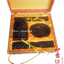 Mahogany black sandalwood study Four Treasures calligraphy supplies carved lotus wooden town ruler inkstone pen holder gift gift box