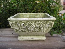 European pastoral style pottery flower vase Grass green old coarse pottery flower pot Gardening pot ceramic flower vase