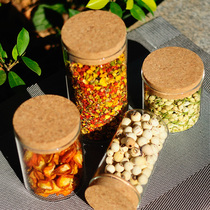 Cork glass bottle Sealed jar Transparent glass jar Storage jar Candy biscuit flower tea leaf jar Storage jar