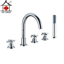 Bathtub tap full copper five pieces of hot and cold bathtub shower head with cylinder side tap 5505