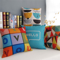 Nordic simple color letter geometric LOVE YOU COTTON and hemp sofa pillow pillow cover Office cushion