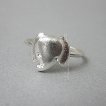 First engraved silver 925 sterling silver cute little elephant ring European and American style handmade custom elephant female ring