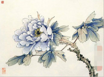 Work meticulous painting white drawing draft-Peony Chinese painting flower and bird painting living room painting figure painting homework painting *