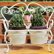Dongjue American retro old flower pot wrought iron flower stand succulents flower pot home decoration wrought iron flower pot stand