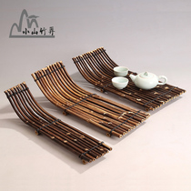 Boat type Bamboo Platoon Purple Bamboo Tea Tray Pot Mat Cup Cushion Heat Insulation Mat Bamboo Tea Mat Bamboo Platoon Cup Tote Price