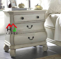  European-style furniture American country three-drawer bedside table Retro Mediterranean painted sofa side cabinet telephone table 0045