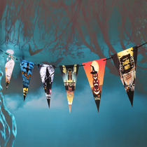 Halloween decorations triangle pull flower pull flag bar KTV scene decoration props triangle flag