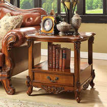 Meng Hanmei style country solid wood carved corner sofa side table American solid wood corner