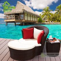 Outdoor creative single rattan deck chair Garden courtyard balcony living room rattan chair deck bed sofa coffee table furniture combination