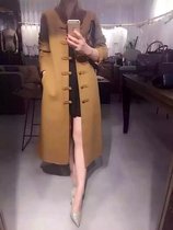  Autumn and winter new Chinese stand-up collar long cashmere coat jacket