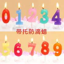 Birthday candle with tray digital birthday candle candy color color childrens party crystal candle with tray cake decoration candle