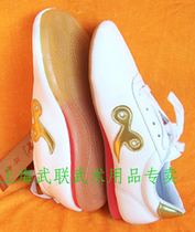 Thin-soled beef tendon bottom white imported space leather martial arts shoes practice shoes * Tai chi shoes*Shanghai Wulian martial arts supplies
