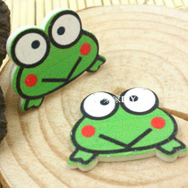 Handmade painting production decorative material wood button color frog Childrens clothing accessories Non-porous patch diy