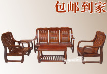 Economical neoclassical combination solid wood conference backrest sofa stool Log 123 living room Federal five-piece sofa
