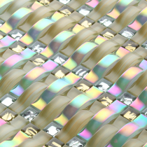 Mosaic factory direct local tyrant gold arch long crystal mosaic TV background wall ceramic tile decorative brick