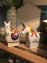 natural * life natural life alpaca Unicorn hand-painted ceramic piggy bank ornaments crafts